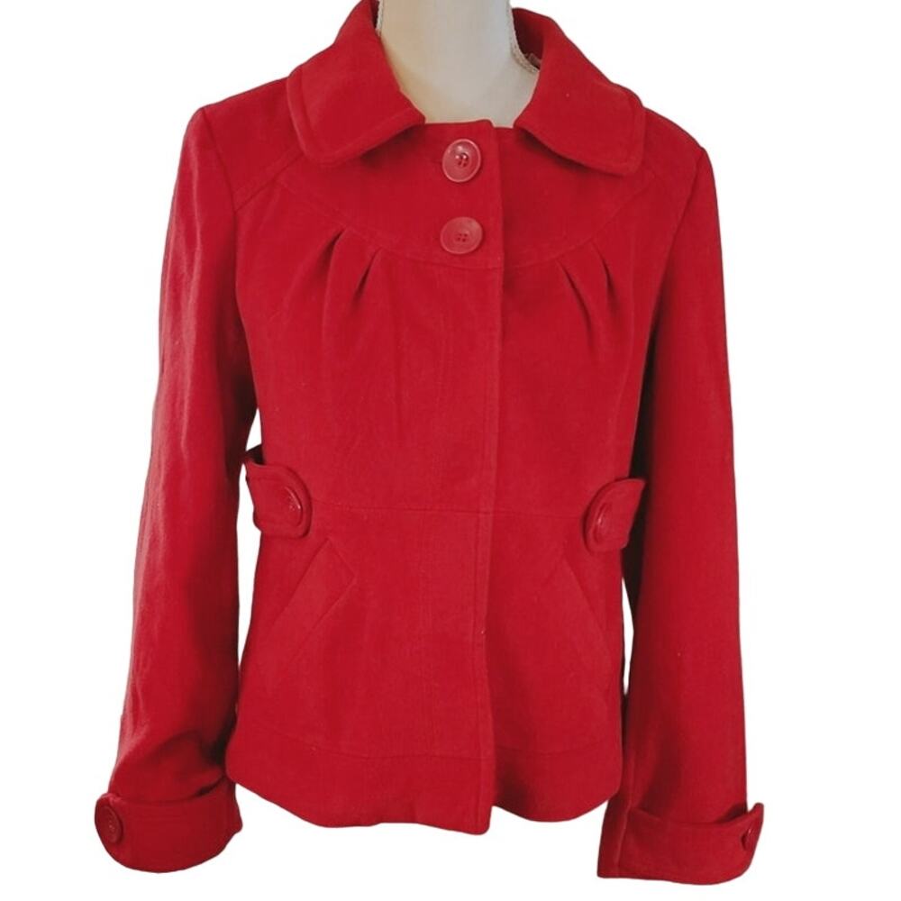 Anthropologie Tulle Women's Red Peacoat Size Medium